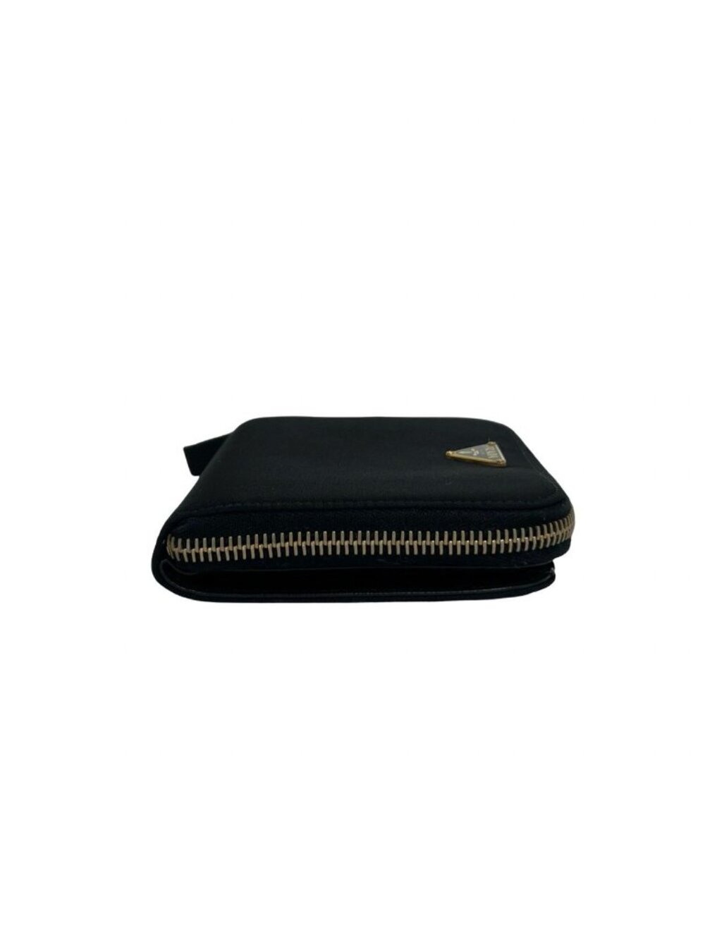 Prada Triangle Logo Tessuto Nylon Saffiano Leather Round Zip Bifold Wallet Black - Picture 5 of 10